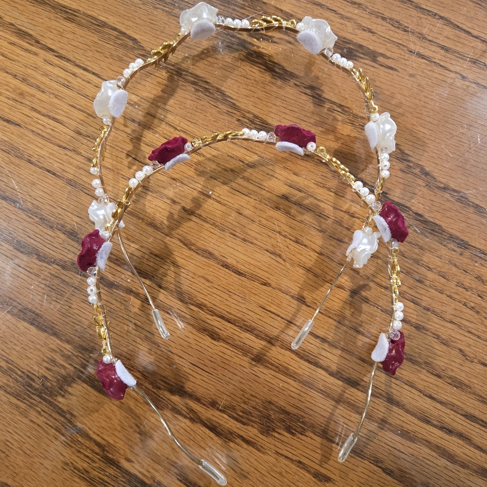 Gold and Red Beaded Headbands